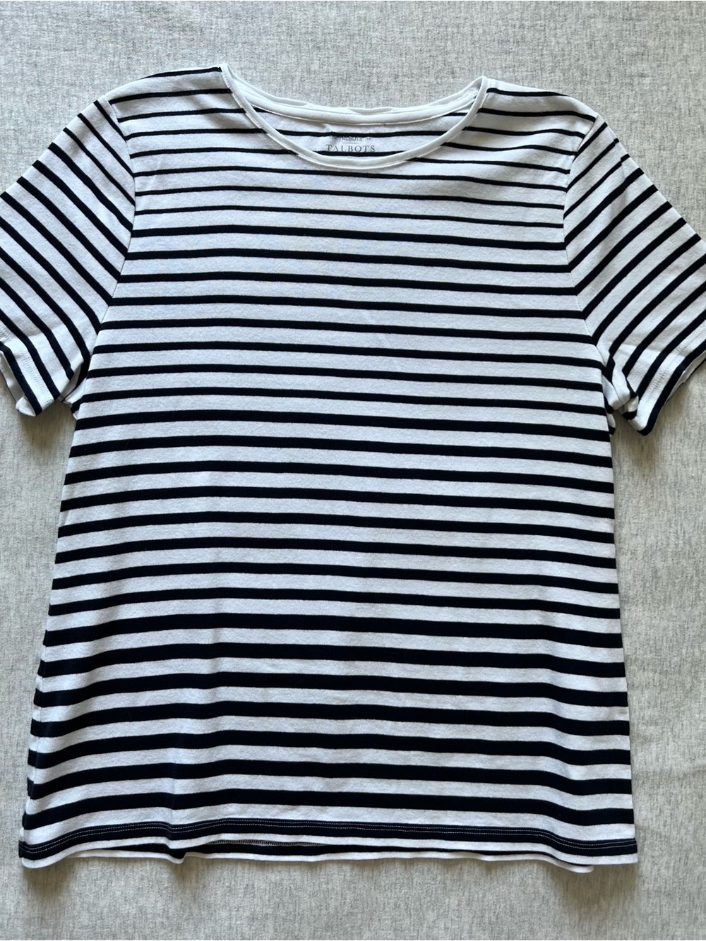 Talbots Striped Short Sleeve Tee - Black & White